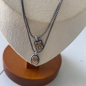 BRIGHTON Reversible Double Strand Gold, silver and Pavé crystal NECKLACE